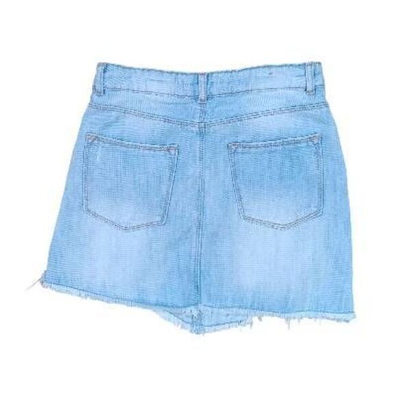 Zara Girls Distressed Denim Skirt Casual Collection Asymmetrical Raw Hem Sz 9 10 - Picture 4 of 7